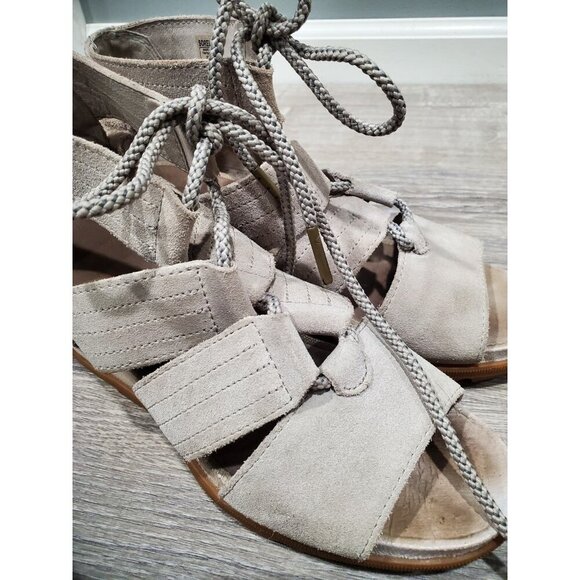 Sorel Women’s Sandals Joanie II Lace Up Wedge Size 9 Neutral Suede Outdoors - Picture 12 of 14